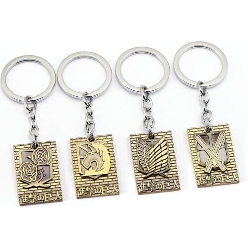 HSIC Shingeki No Kyojin Key Chain Attack On Titan Metal Emblem Badge Rose Training Scout Legion Keychain Chaveiro HC10503