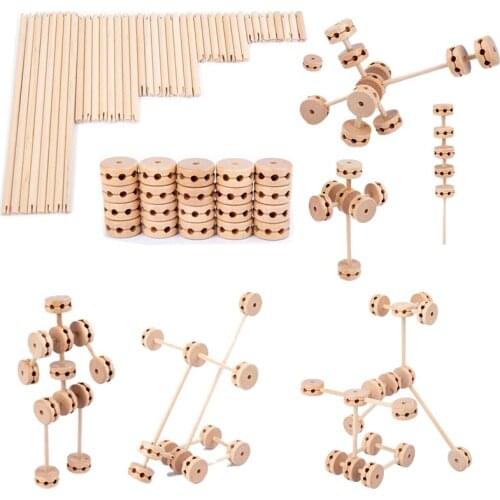 Wooden Toys Assembled Wood Building Blocks Set Montessori Wooden Toys DIY Game Educational Toys 4D Construction Set For Kids