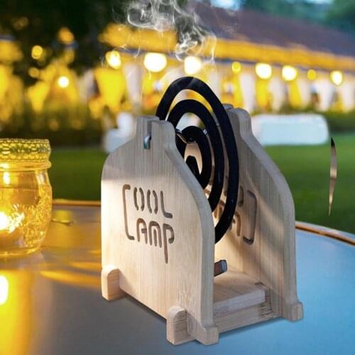 Mosquito Coil Holder Bamboo Wooden Bug Coil Rack Detachable Bug Incense Holder Camping Fishing Mosquito Defense Supplies Storage