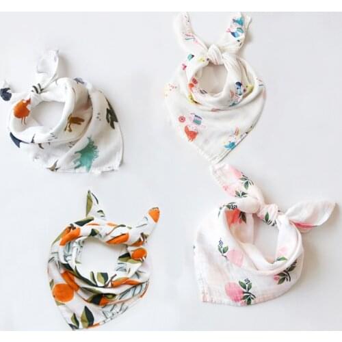 2pcs/lot 60*60cm Muslin Bamboo Cotton Baby Burp Cloth Soft Print scarf Multifunction Bibs Burp Cloths Towel accessories