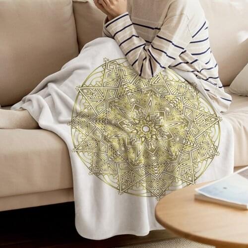 Mandala Pattern Printed Flannel Blanket Soft Throw Blanket Machine Washable Blankets for Beds