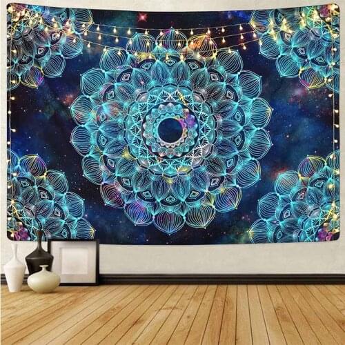 Gradient Mandala Tapestry Wall Hanging Hippie Wall Tapestry Bohemian Decor Wall Cloth Macrame Wall Carpets Psychedelic Tapestry