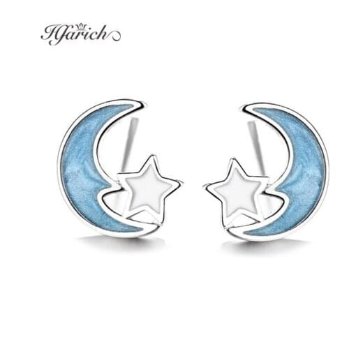 Hfarich Painted-Moon Earrings Women Trendy Moon and Star Earings Ear Studs For Daughter Sister Friend Christmas Gifts