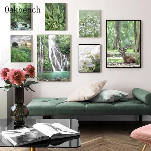 Forest Deer Canvas Art Painting Nature Landscape Poster Grassland Wall Art Print Nordic Wall Pictures For Living Room Decor