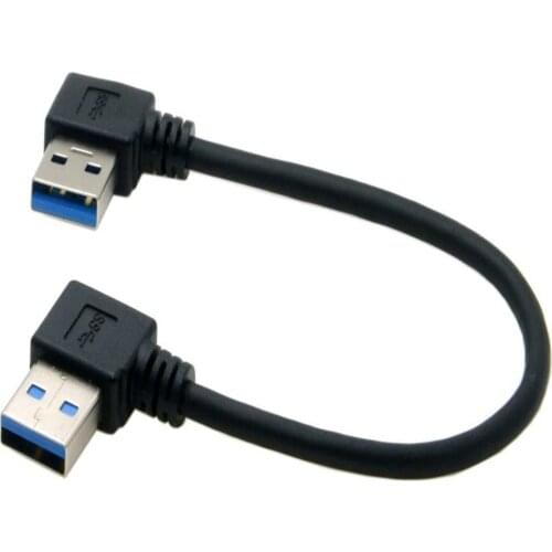 USB 3.0 Type A Male 90 Degree Left Angled to USB 3.0 A Type Right Angled Extension Cable
