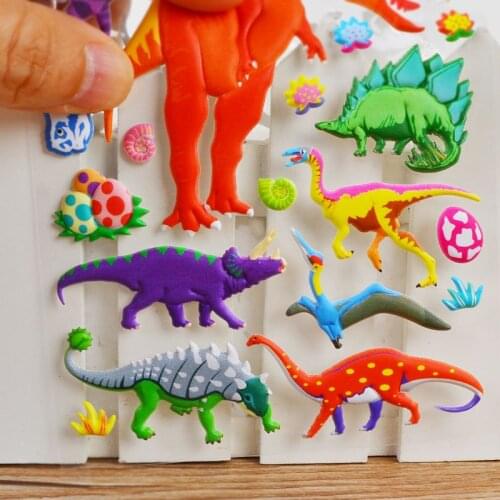 Kawaii Children Cartoon Stickers 3D Dinosaur Jurassic dino Diary Book Decoration Sticker pictures Chidlren toys