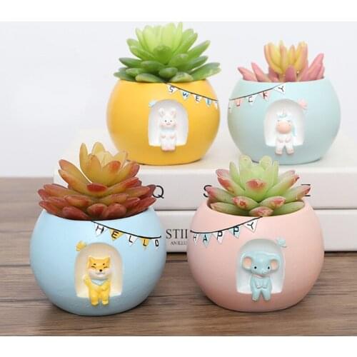 Creative Animals Flower Pots for Succulents Plants Mini Desktop Rabbit Puppy Planters Containers Home Garden Decoration Gifts