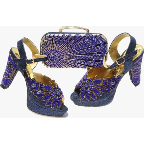 Italian Design Hot Selling Sprical Butterfly-Kont Style Decoraiton High Heels Party Women Shoes and Bag Set in Purple Color