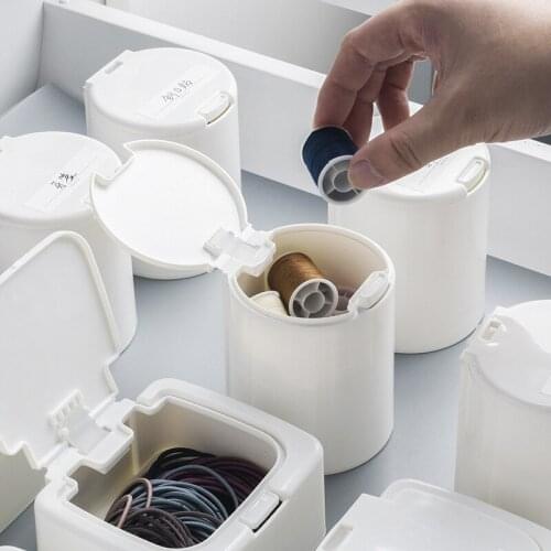 Mini Storage Box with Lid Desktop Plastic Dustproof with Lid Debris Sorting Box Office Cotton Swab Storage Box Storage Bucket
