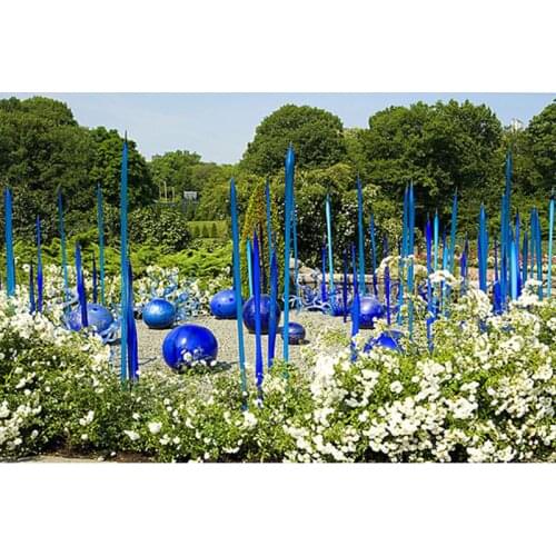 Garden Decoration Murano Glass Standing Sculpture for Hotel Art Glass Floor Lamp Blue Hand Blown Glass Sculpture