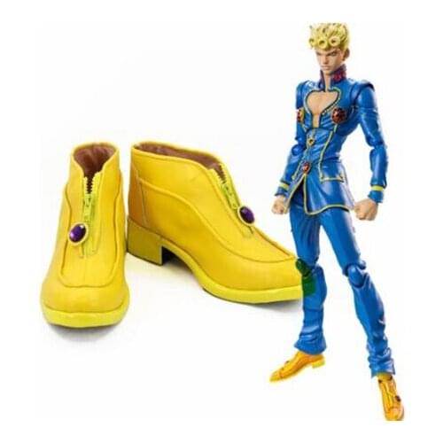 JoJos Bizarre Adventure Golden Wind Giorno Giovan Cosplay Boots Shoes Yellow Men Customized Accessories Halloween Party Shoes