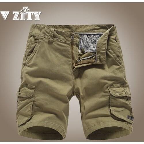 Mens Military Tactical Cargo Shorts Male Summer Cotton Pockets Work Casual Shorts Outdoor Beach Bermuda Short Pant Man Clothes