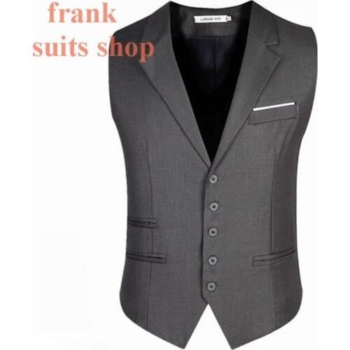 2018 Men Slim Suit Vests Male Single Breasted Notched Collar Business Casual Vest Men Party Wedding Waistcoat