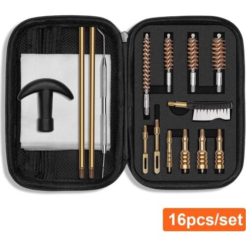 16Pcs 9mm Gun Cleaning Kit For Rifle Pistol Handgun Shotgun Professional Cleaning Set Gun Brush Tool Hunting Accessories