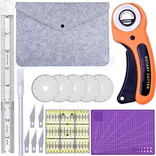 MIUSIE Rotary Cutter Set Fabric Circular Quilting Patchwork Ruler Cutting Mat Cloth Knife Leather Cutter Blade Sewing Tool