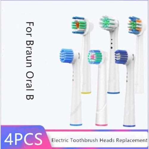 4Pcs Electric Toothbrush Heads Replacement For Braun Oral B Nozzles Soft Bristle Vitality Dual Clean Hygiene Care SmartSeries