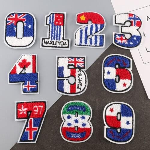 Number Towel Embroidered Patches for Clothing Bags DIY Name Sticker Applique Stripe Iron on Patches Clothes Accessories