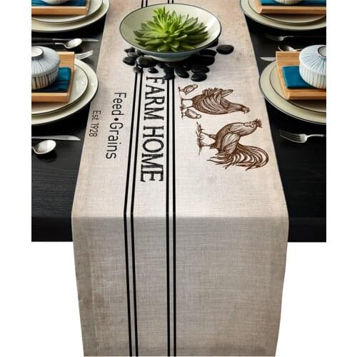 Table Runner Modern Farm Animal Chicken Retro Multi Pattern Chirstmas Party Wedding Home Decor Placemat Coasters Table Runner