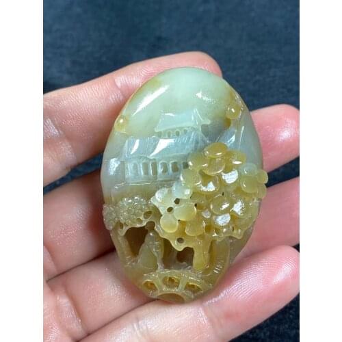 Natural hetian jade A HandCarved jade landscape jadeite jade pendant jade necklace jewelry necklaces woman men jewelry