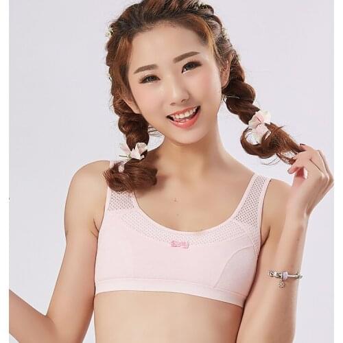 New Breathable Bra Solid Color Elastic Net Girl Underwear Girls Developmental Student Sports No Steel Ring Underwear