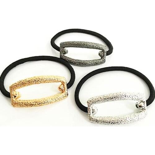 Alloy Hollow Rectangular Hair Bands Rope Rubber Ring For Women Fashion Hairband Hair Accessory
