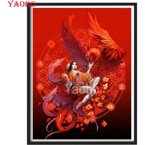 Full square/Round Diamond embroidery Abstract phoenix beauty diamond Painting Cross Stitch Rhinestone Of picture Mosaic Diamond