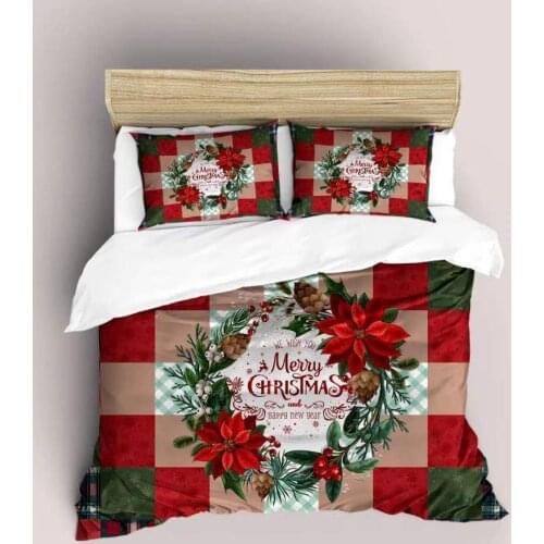Luxury Red Christmas Bedding Sets Queen Size Cartoon Kids Duvet Cover Set with Pillowcase Full Twin Comforter New Yease Bed Sets