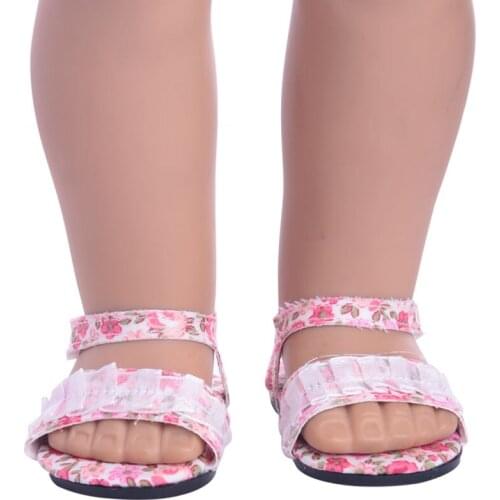 Super cute Doll shoes Printed sandals for 18 inch American doll for baby gift ,Doll accessories