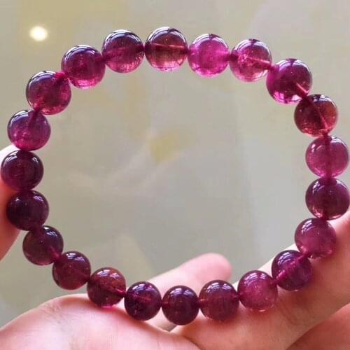 Certificate Natural Red Tourmaline 8.5mm Crystal Round Bead Bracelet Bangle Lady Stretch Healing Stone AAAAAA