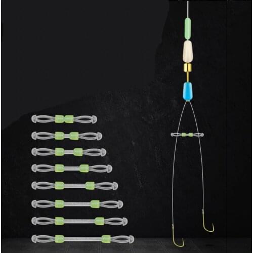 Rompin 15pcs Silicon Double hooks contactor device fishing line space bifurcation eight type space bean line swivel tying tool