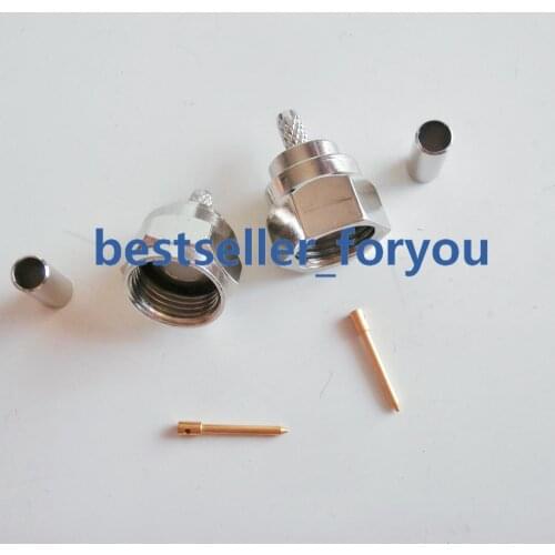 Connector F Male Plug Crimp for RG174 RG316 LMR100 Cable Straight PTFE Wire