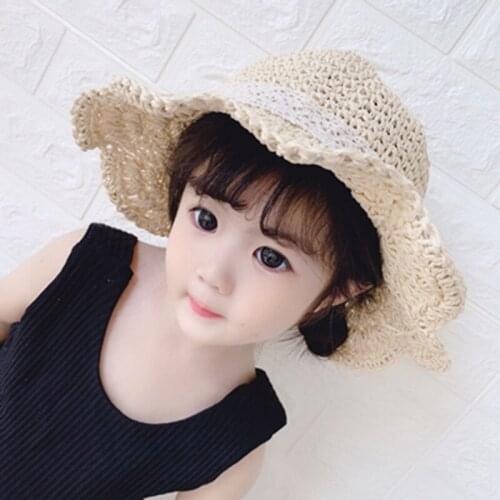 Childrens hats summer straw hats childrens thin girls' beach hats boys' straw hats girls fisherman hats summer tide