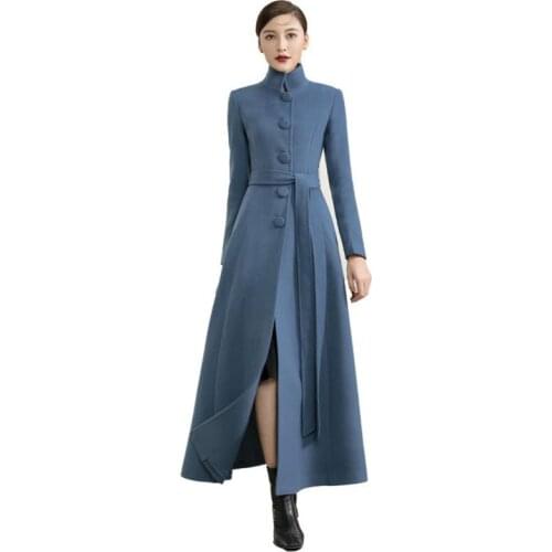 Women Woolen Trench Coat Spring Autumn Loose Long Wool Coat Jacket Female Thicken Belt Woolen dress Overcoat Cardigan Outerwear