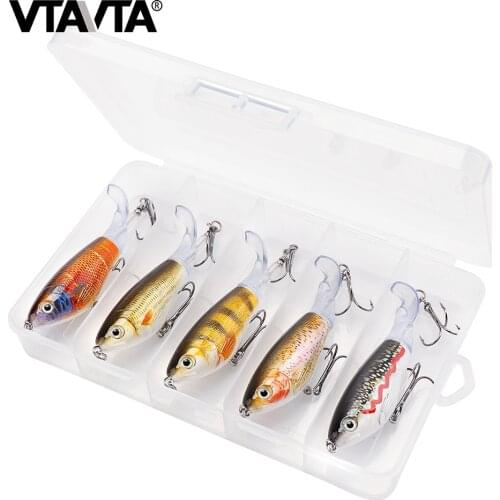 VTAVTA 5pcs/Lot 14g 8cm Floating Wobblers Pike Fishing Lure Set Pencil Hard Bait Artificial Whopper Popper Fishing Tackle Lures