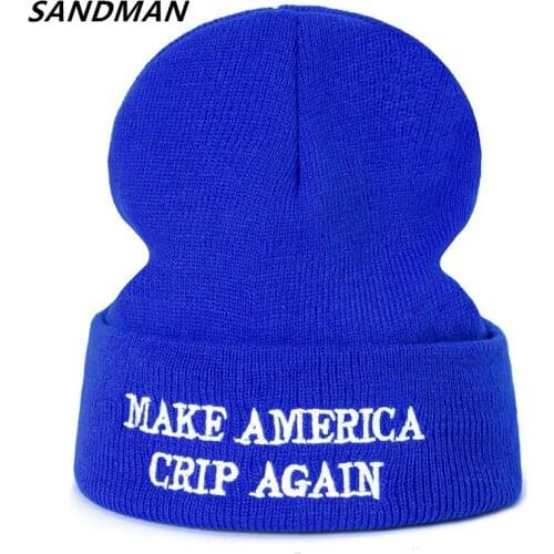 High Quality Letter MAKE AMERICA CRIP AGAIN Casual Beanies For Men Women Fashion Knitted Winter Hat Hip-hop Skullies Hat
