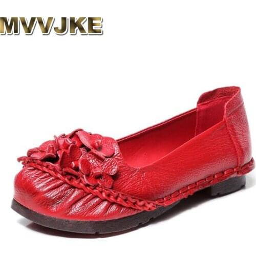 MVVJKE Spring autumn shallow mouth soft bottom shoes retro handmade ethnic style shoes flowers flat shoes