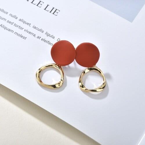 UAM 2020 New Arrival Geometric Drop Earrings Double Round Circle Dangle Earrings For Women Statement Jewelry Brincos Accessories