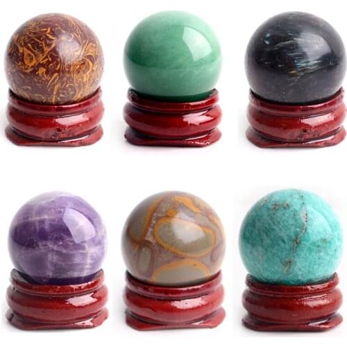 1PC 25mm Natural Amethyst Crystal Ball Sphere Stand Gemstone Quartz Globe Pedestal Healing Fengshui Home Aquarium decor