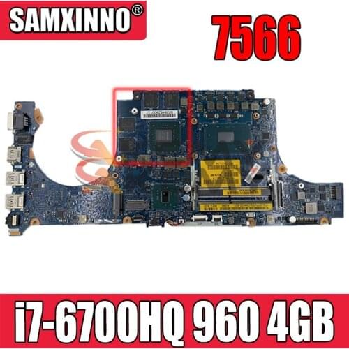 100% working for dell inspiron 7566 motherboard CN-077V33 077V33 BCV00 LA-D991P mainboard with i7-6700HQ 960 4GB inbuilt