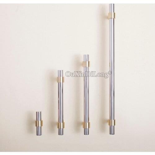Brand New 2PCS European Brass + Stainless Steel Furniture Handles Cupboard Wardrobe Kitchen TV Cabinet Pulls Handles and Knobs