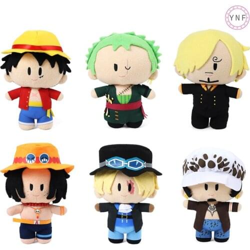 23CM Japanese Cartoon Plush Doll Anime One Piece Peripheral Doll With Movable Joint Luffy Ace Sanji Zoro Stuffed Toys Gifts