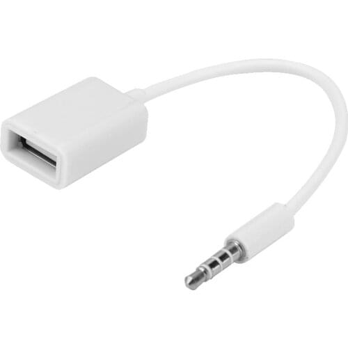 3.5mm Male Audio AUX Jack to USB 2.0 Type A Female OTG Converter Adapter Cable Wire Cord