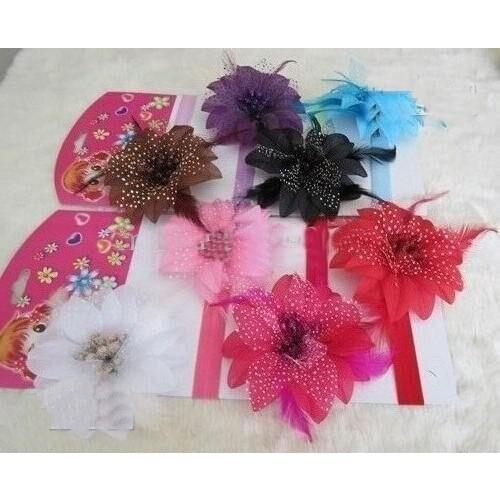300pcs top quality 8 Colors 4" Gerbera Rose Childrens Hair Accessories Girls Flower Clip +1.6*19cm Headbands