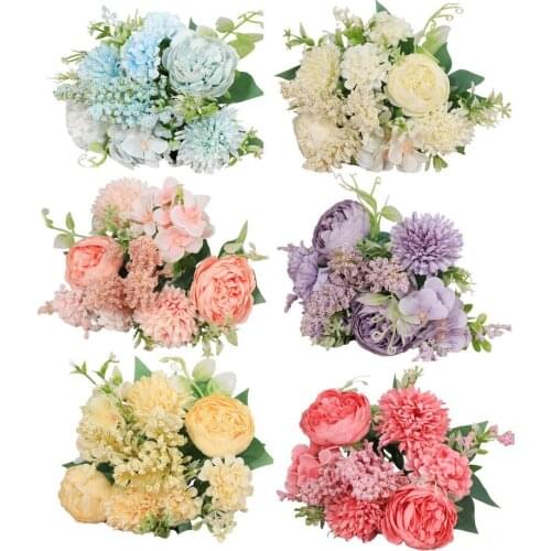 33CM Artificial Flowers Bouquet Of Roses Home Wedding Party Decoration 7 Head Fake Silk Flower