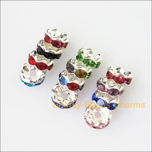 50 New Charms Round Flat Spacer Beads End Caps Crystal Mixed 6mm