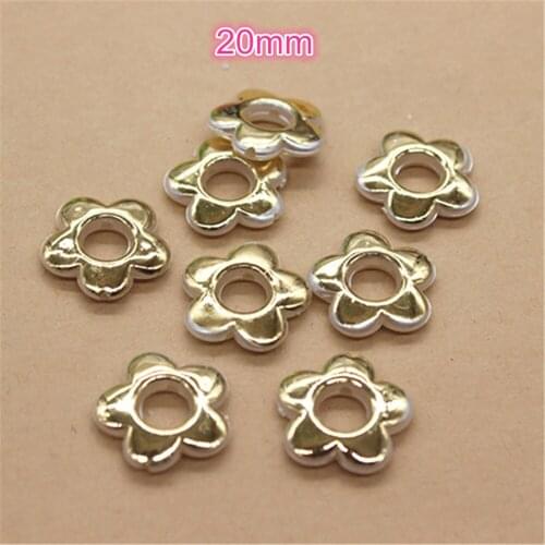 50pcs 20mm Resin Ivory Golden Plated Flower Imtation Pearl Beads(one Hole) Flatback Cabochon DIY Jewelry Craft Decoration