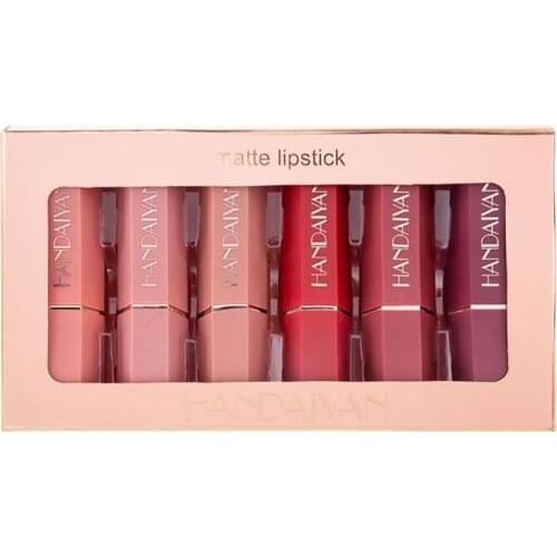 6Pcs/Box Handaiyan Matte Moisturizing Lipstick Waterproof Multi-color Long Lasting Lipgloss Makeup Luxury Cosmetics for Women