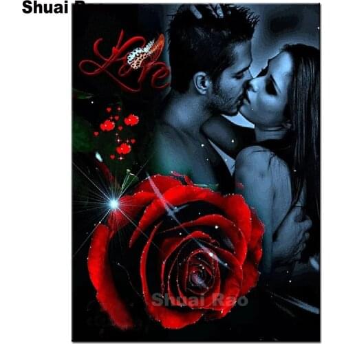 Fantasy sweetheart kiss 5D Square/round Diy Diamond Embroidery red rose moon sea man and woman Mosaic pattern Diamond Painting