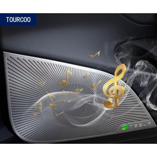 Car Styling Interior Door Loudspeaker A Pillar Loudspeaker Cover Trim Sticker Car Refit Decoration Accessories for Tesla Model 3