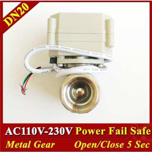 Tsai Fan Electric valve 3/4'' full port AC DC 9-24V AC110V-230V DN20 electric actuated valve 2/5 wire for agriculture Irrigation